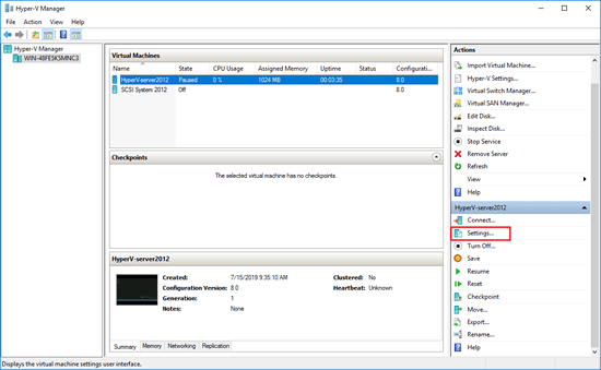 Hyper-V Settings