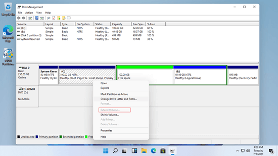 Can't extend partition C
