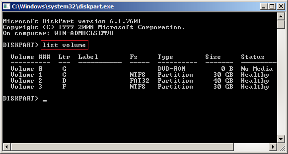Open diskpart