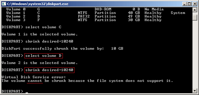 Shrink error