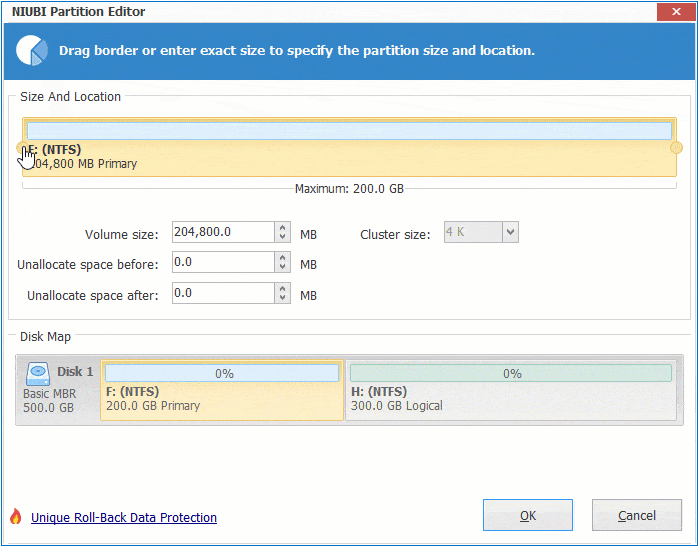 Shrink partition