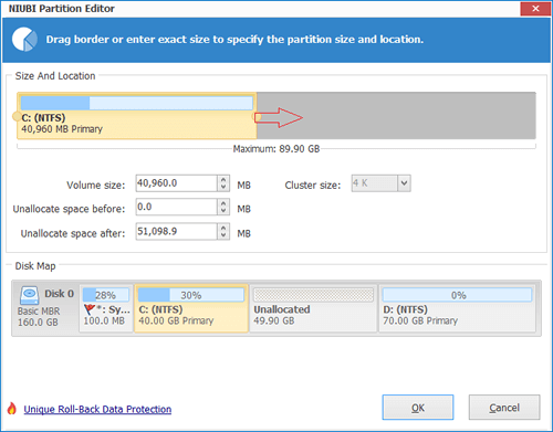 Merge unallocated