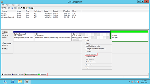 Extend is grayed