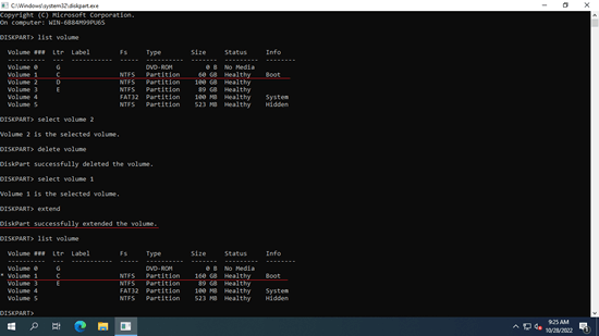 Diskpart extend